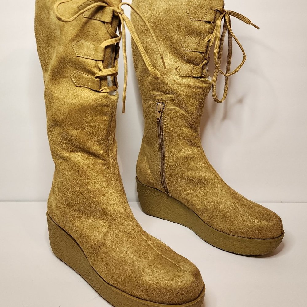 Women's Shiekh Faux Suede Tall Boots Tan Size 9